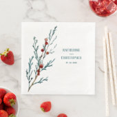 Blue Juniper & Red Berries Sprig Serviette (Beispiel)