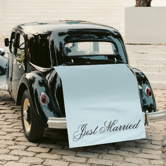Blue Just Married Fabric Car Wedding Banner Sign Wandteppich