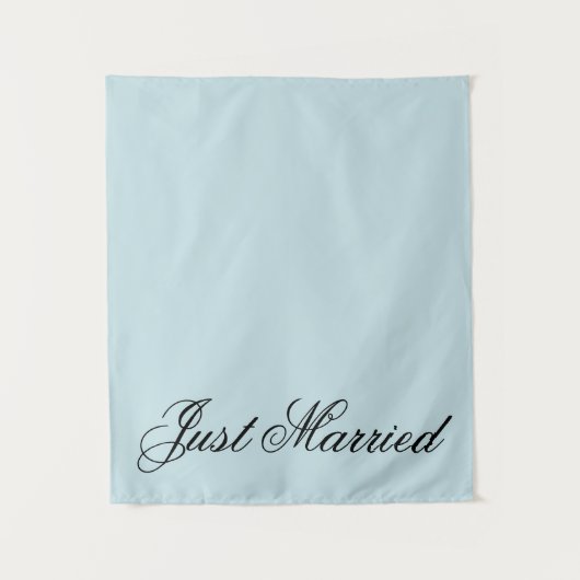 Blue Just Married Fabric Car Wedding Banner Sign Wandteppich (Vorderseite)