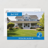 Blue Just Sold Real Anwesen Marketing Logo Postkarte (Vorne/Hinten)