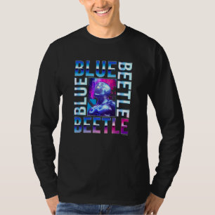 Blue Käfer Achtsamer Seitenansicht Neon City Retro T-Shirt