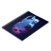 Blue Käfer Retrowave City Lights Notizblock (Linke Seite)