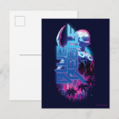 Blue Käfer Retrowave City Lights Postkarte (Vorne/Hinten)