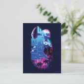 Blue Käfer Retrowave City Lights Postkarte (Stehend Vorderseite)