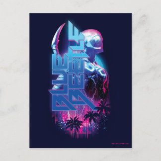 Blue Käfer Retrowave City Lights Postkarte