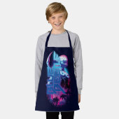 Blue Käfer Retrowave City Lights Schürze (Getragen)