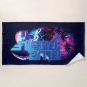 Blue Käfer Retrowave City Lights Strandtuch (Vorderseite)