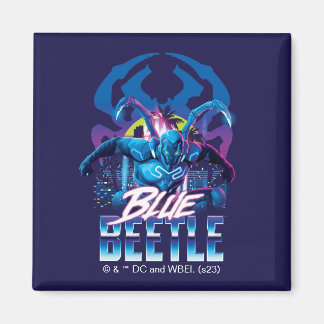 Blue Käfer Retrowave City Sunset Magnet