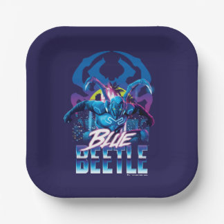 Blue Käfer Retrowave City Sunset Pappteller