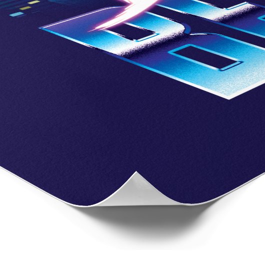 Blue Käfer Retrowave City Sunset Poster (Ecke)