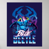 Blue Käfer Retrowave City Sunset Poster (Vorne)