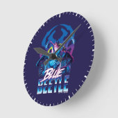 Blue Käfer Retrowave City Sunset Runde Wanduhr (Winkel)