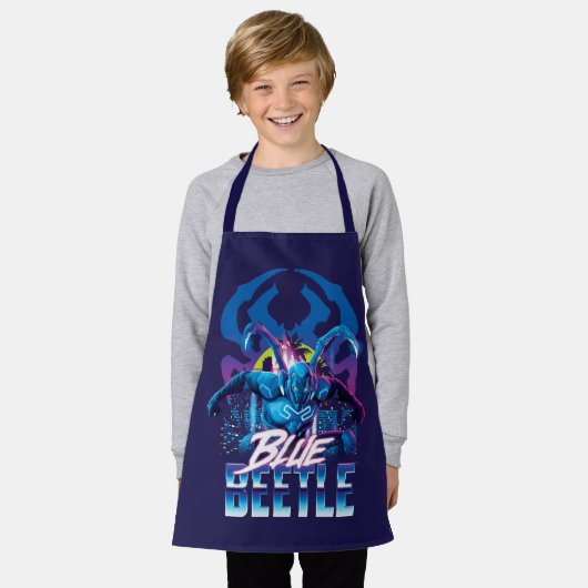 Blue Käfer Retrowave City Sunset Schürze (Getragen)