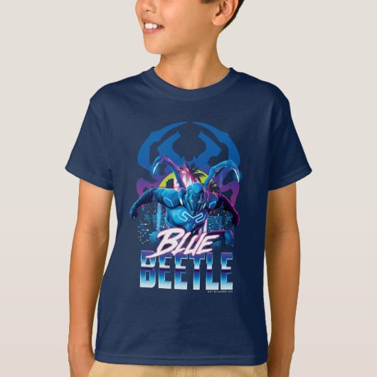 Blue Käfer Retrowave City Sunset T-Shirt (Vorderseite)