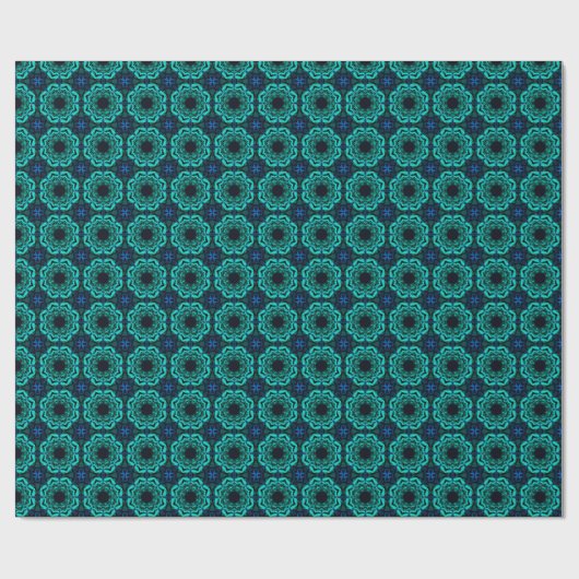 Blue Kaleidoscope Fractal Pattern Geschenkpapier (Flach)
