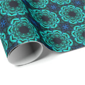 Blue Kaleidoscope Fractal Pattern Geschenkpapier (Rolleneckpunkt)