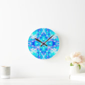 Blue kaleidoscope pattern runde wanduhr (Zuhause)