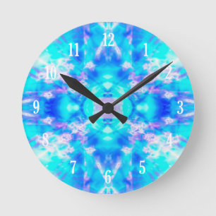 Blue kaleidoscope pattern runde wanduhr