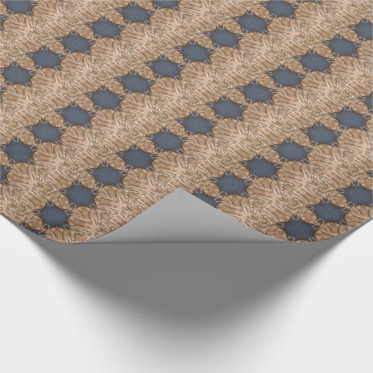 Blue Kaleidoscope Star Wicker Hintergrund Geschenkpapier (Ecke)