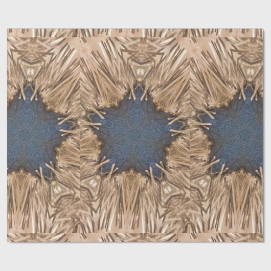 Blue Kaleidoscope Star Wicker Hintergrund Geschenkpapier (Flach)