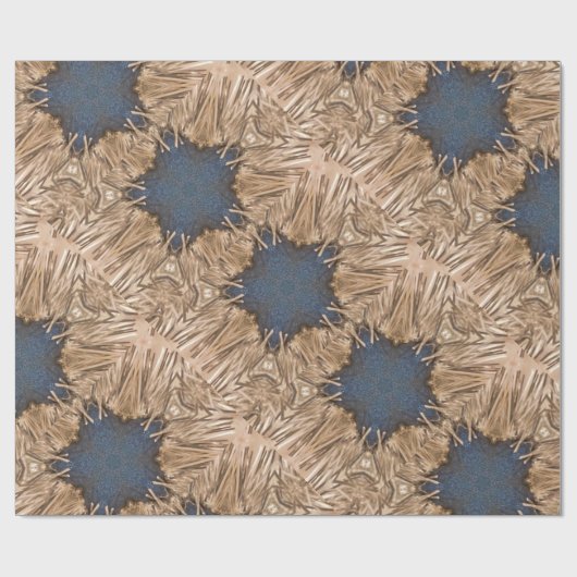 Blue Kaleidoscope Star Wicker Hintergrund Geschenkpapier (Flach)