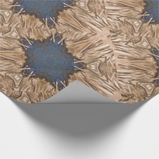 Blue Kaleidoscope Star Wicker Hintergrund Geschenkpapier (Ecke)