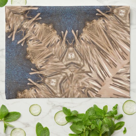 Blue Kaleidoscope Star Wicker Hintergrund Küchentuch (Gefaltet)