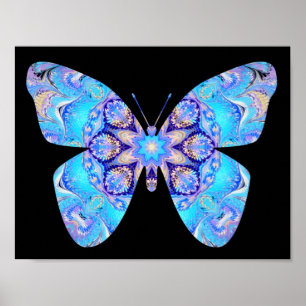 Blue Kaleidoskop Butterfly Print Poster