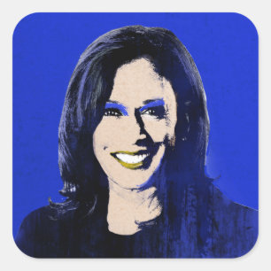 Blue Kamala Harris Pop Art Quadratischer Aufkleber