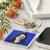 Blue Kamala Harris Pop Art Schlüsselanhänger (Vorderseite rechts)