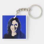 Blue Kamala Harris Pop Art Schlüsselanhänger (Rückseite)