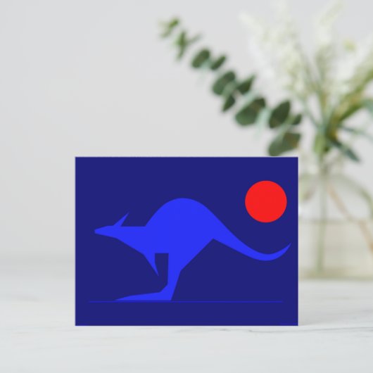 Blue Kangaroo Postkarte (Stehend Vorderseite)