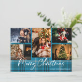 Blue Kariert 5 Frohe Weihnachts-Foto (Stehend Vorderseite)