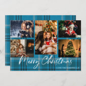 Blue Kariert 5 Frohe Weihnachts-Foto (Vorne/Hinten)