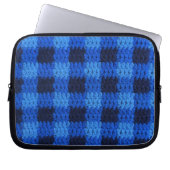 Blue Kariert Artisan Crochet Print Electronics Bag Laptopschutzhülle (Vorderseite)