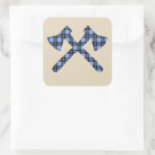 Blue Kariert Ax Lumberjack Quadratischer Aufkleber (Tasche)