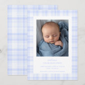 Blue Kariert Baby Ankündigung (Vorne/Hinten)