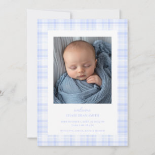 Blue Kariert Baby Ankündigung