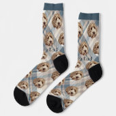Blue Kariert Best Dog Vater Dog Foto Crew Socken (Linkes Detail)