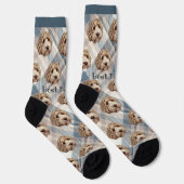 Blue Kariert Best Dog Vater Dog Foto Crew Socken (Rechts)