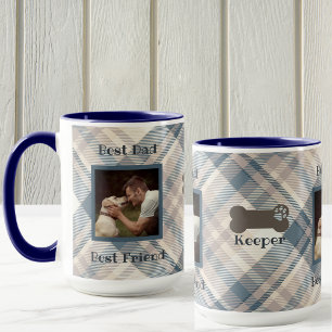 Blue Kariert Best Dog Vater Vatertag Foto Tasse