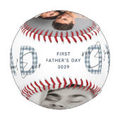 Blue Kariert Best Vater Ever First Vathday Foto Baseball (Rückseite)