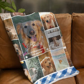 Blue Kariert Border 17 Foto Collage Pet Memorial Fleecedecke
