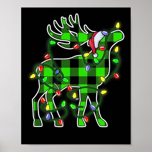 Blue Kariert Buffalo Deer Christmas Pajamas Xmas Poster (Vorne)