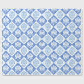 Blue Kariert Damask Geschenkpapier (Flach)