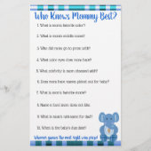 Blue Kariert Elephant Themed Baby Duschspiele Flyer (Hinten)