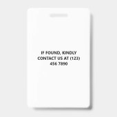 Blue Kariert Foto ID School Teacher Ausweis (Rückseite)