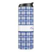 Blue Kariert Frohe Weihnachten Thermosbecher (Nach links gedreht)