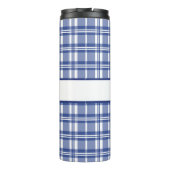 Blue Kariert Frohe Weihnachten Thermosbecher (Rückseite)