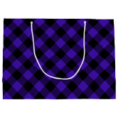 Blue Kariert Gift Bag Große Geschenktüte (Rückseite)